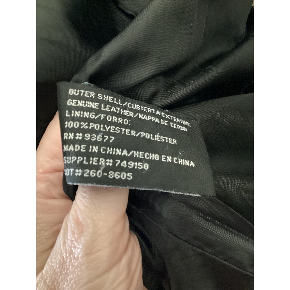 Worthington Black Genuine Leather Jacket Belted Zip Front Coat Womens Medium - Picture 6 of 6